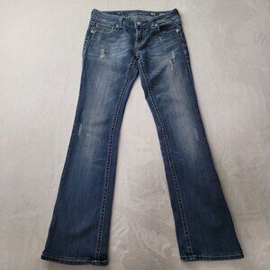 Miss Me Angel Wing Cross Women's Bootcut Embroidered Blue Denim Jeans Size 28